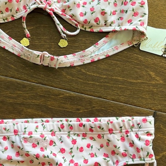 NWT Y2K BILLABONG PINK ROSEBUD BIKINI SIZE LARGE - Picture 3 of 11